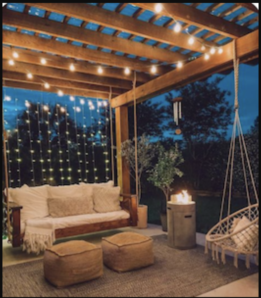 trellis with string lights